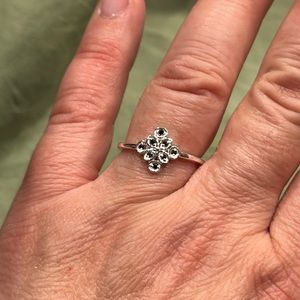 BLACK DIAMONDS RING IN STERLING SILVER 0.10CT size 7